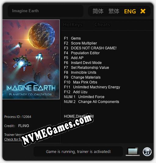 Imagine Earth: Cheats, Trainer +14 [FLiNG]