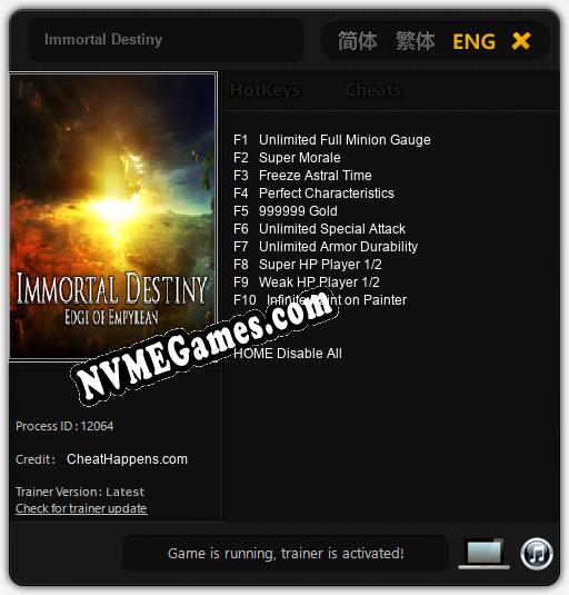 Immortal Destiny: Cheats, Trainer +10 [CheatHappens.com]