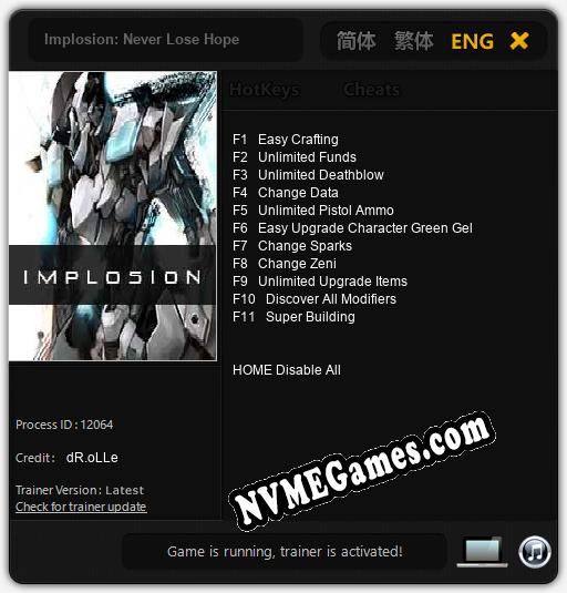 Implosion: Never Lose Hope: Cheats, Trainer +11 [dR.oLLe]