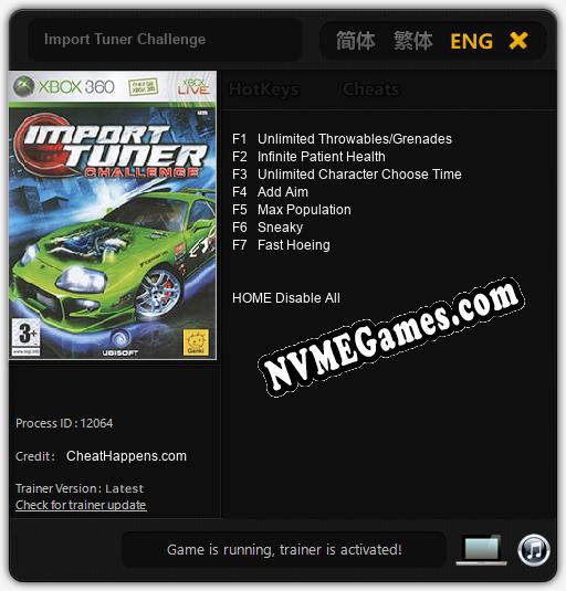 Import Tuner Challenge: Cheats, Trainer +7 [CheatHappens.com]