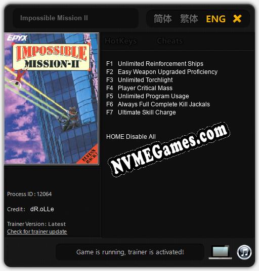 Impossible Mission II: Cheats, Trainer +7 [dR.oLLe]