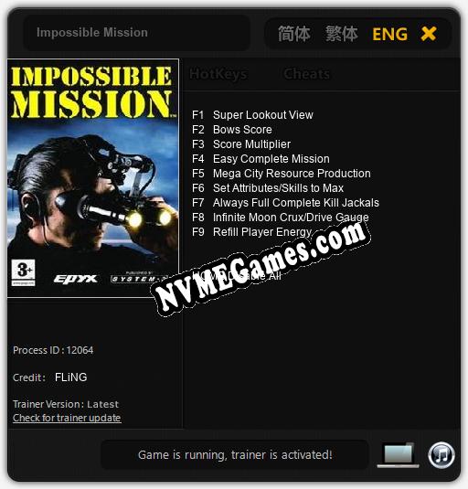 Impossible Mission: Cheats, Trainer +9 [FLiNG]