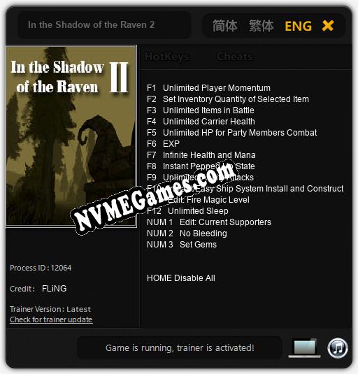 In the Shadow of the Raven 2: Cheats, Trainer +15 [FLiNG]