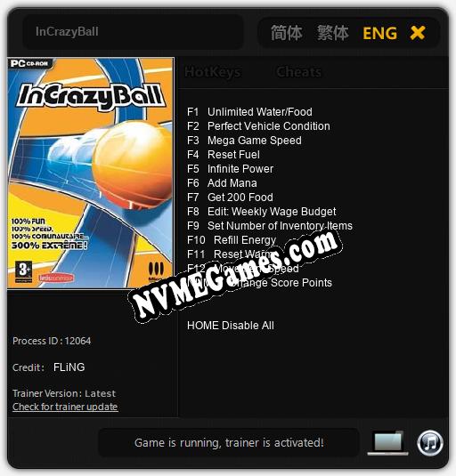 InCrazyBall: Cheats, Trainer +13 [FLiNG]