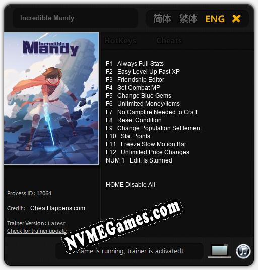 Treinador liberado para Incredible Mandy [v1.0.7]