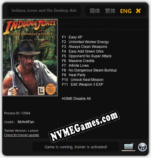 Treinador liberado para Indiana Jones and His Desktop Adventures [v1.0.9]