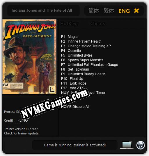 Indiana Jones and The Fate of Atlantis: Cheats, Trainer +13 [FLiNG]