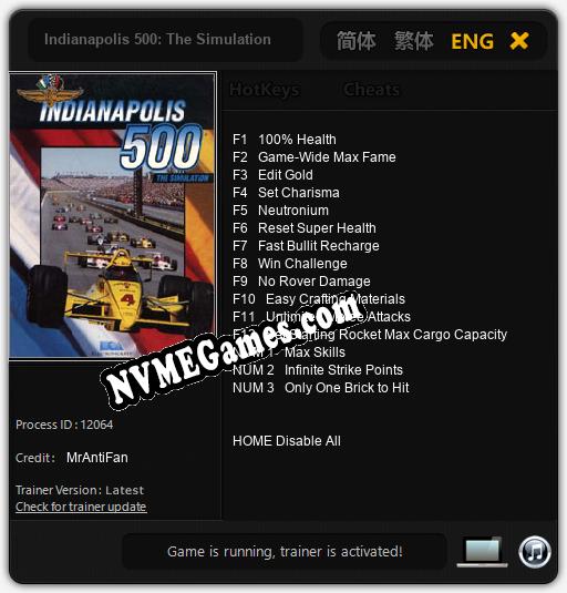 Treinador liberado para Indianapolis 500: The Simulation [v1.0.5]