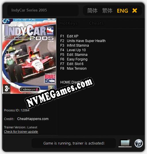 IndyCar Series 2005: Cheats, Trainer +8 [CheatHappens.com]