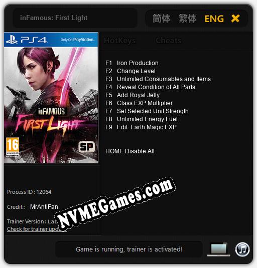 inFamous: First Light: Trainer +9 [v1.3]