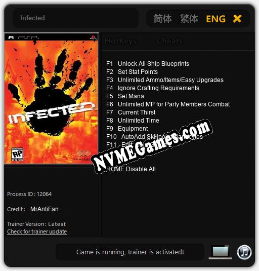 Treinador liberado para Infected [v1.0.6]