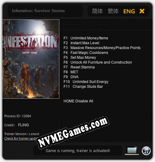 Treinador liberado para Infestation: Survivor Stories [v1.0.2]