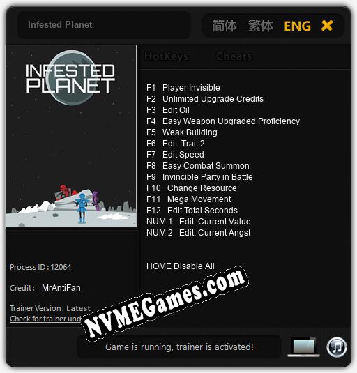 Treinador liberado para Infested Planet [v1.0.5]