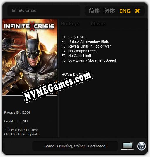 Treinador liberado para Infinite Crisis [v1.0.4]