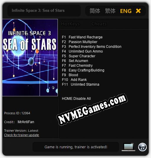 Infinite Space 3: Sea of Stars: Trainer +11 [v1.9]