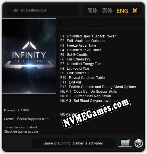 Infinity: Battlescape: Cheats, Trainer +15 [CheatHappens.com]