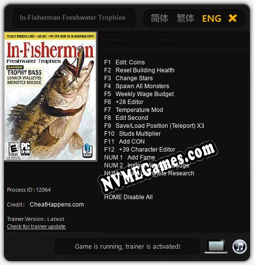 Treinador liberado para In-Fisherman Freshwater Trophies [v1.0.7]