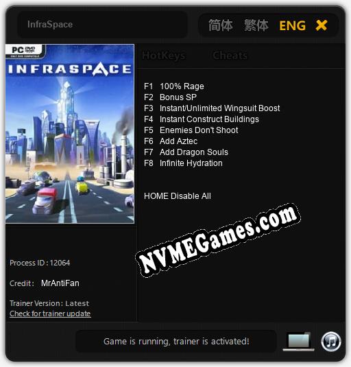 InfraSpace: Cheats, Trainer +8 [MrAntiFan]