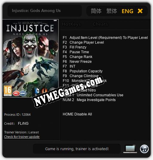 Treinador liberado para Injustice: Gods Among Us [v1.0.8]