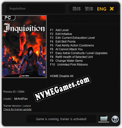 Inquisition: Cheats, Trainer +10 [MrAntiFan]