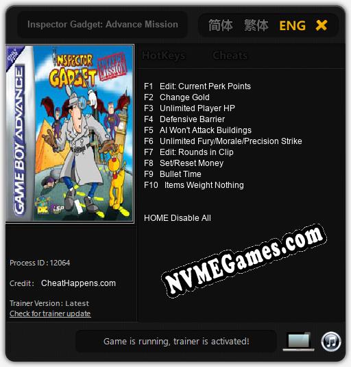 Inspector Gadget: Advance Mission: Cheats, Trainer +10 [CheatHappens.com]