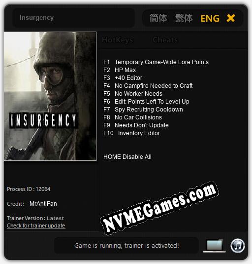 Insurgency: Trainer +10 [v1.3]