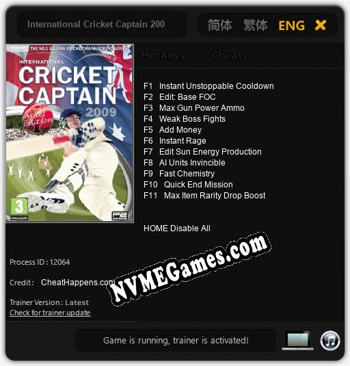 International Cricket Captain 2009: Trainer +11 [v1.7]