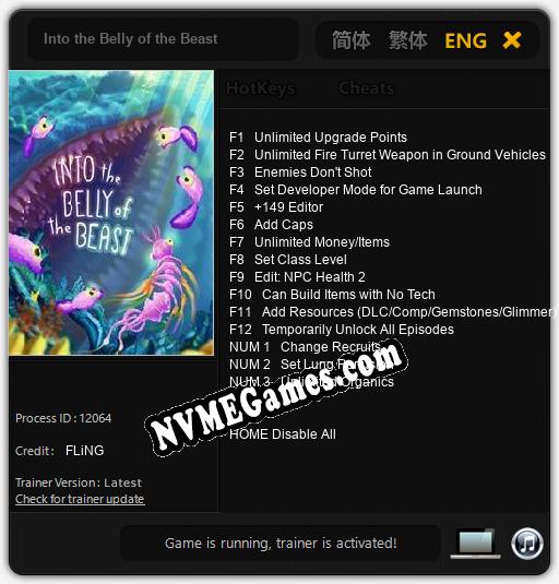 Into the Belly of the Beast: Cheats, Trainer +15 [FLiNG]