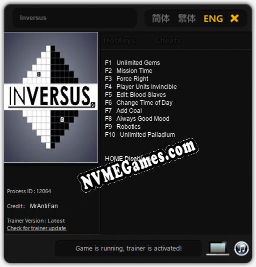 Inversus: Cheats, Trainer +10 [MrAntiFan]