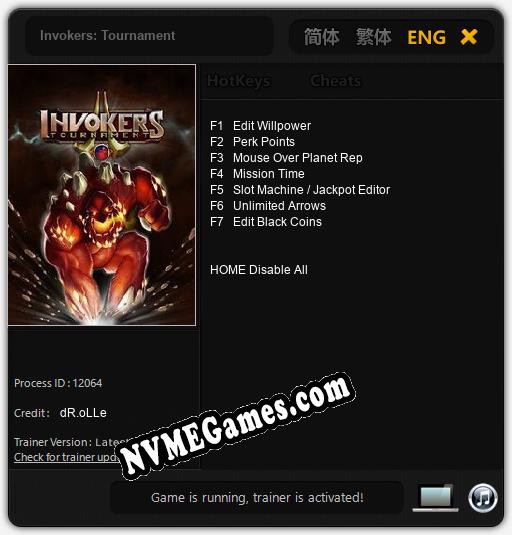 Invokers: Tournament: Trainer +7 [v1.5]