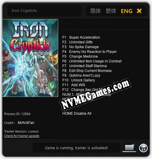 Iron Crypticle: Treinador (V1.0.76)