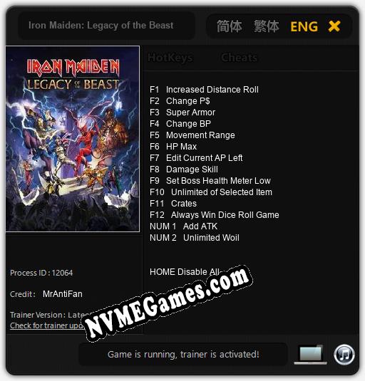 Iron Maiden: Legacy of the Beast: Treinador (V1.0.97)