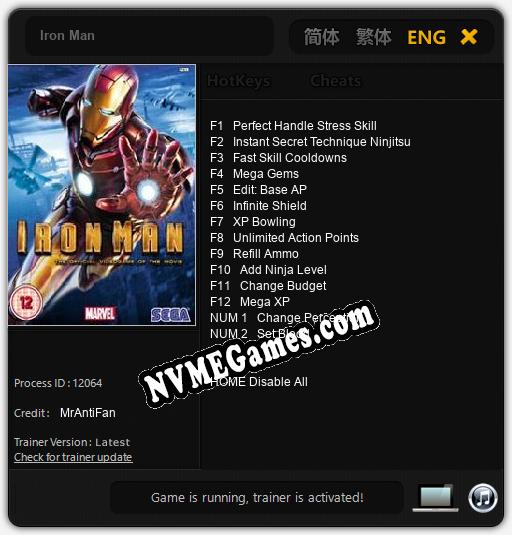 Iron Man: Trainer +14 [v1.8]