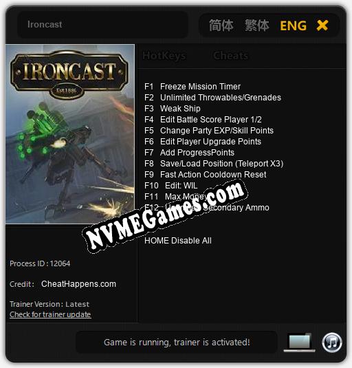 Ironcast: Cheats, Trainer +12 [CheatHappens.com]