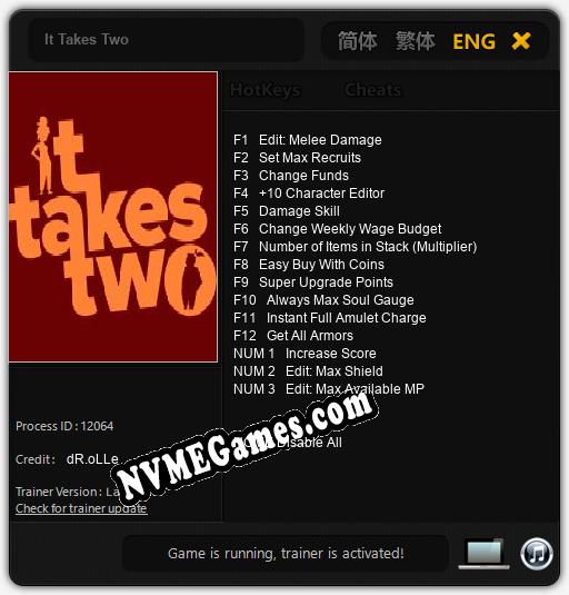 It Takes Two: Trainer +15 [v1.5]