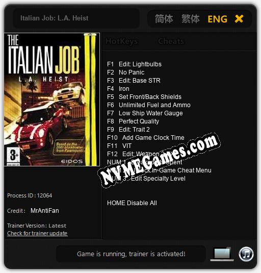 Italian Job: L.A. Heist: Treinador (V1.0.79)