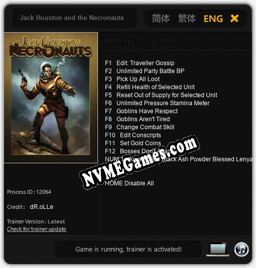 Jack Houston and the Necronauts: Trainer +13 [v1.9]