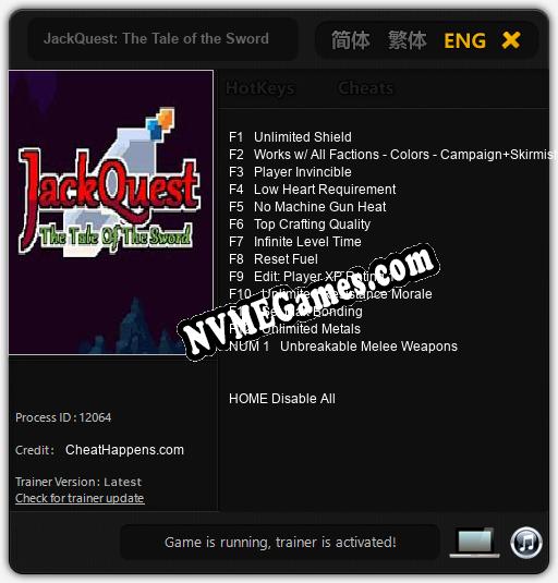 JackQuest: The Tale of the Sword: Cheats, Trainer +13 [CheatHappens.com]