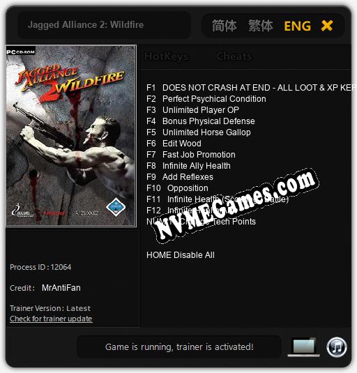 Jagged Alliance 2: Wildfire: Treinador (V1.0.34)