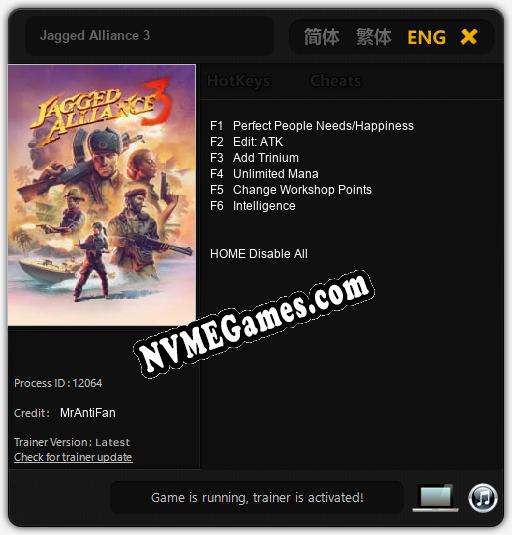 Jagged Alliance 3: Trainer +6 [v1.2]