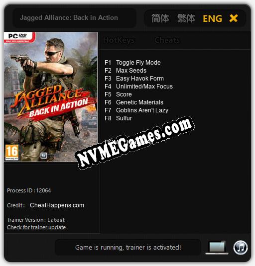 Treinador liberado para Jagged Alliance: Back in Action [v1.0.2]