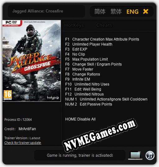 Jagged Alliance: Crossfire: Cheats, Trainer +14 [MrAntiFan]