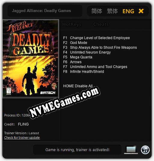 Jagged Alliance: Deadly Games: Cheats, Trainer +8 [FLiNG]