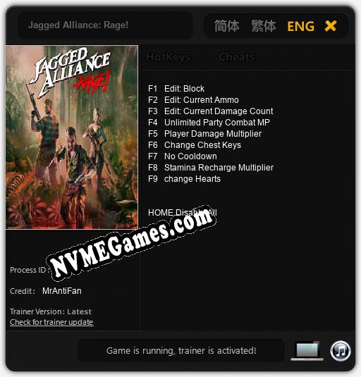 Jagged Alliance: Rage!: Trainer +9 [v1.5]