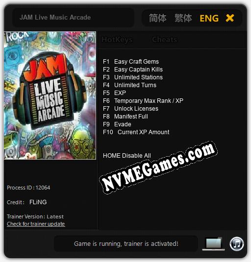 Treinador liberado para JAM Live Music Arcade [v1.0.6]