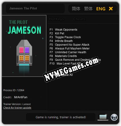 Jameson The Pilot: Cheats, Trainer +10 [MrAntiFan]