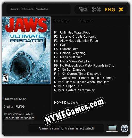 Jaws: Ultimate Predator: Cheats, Trainer +15 [FLiNG]