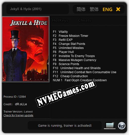 Jekyll & Hyde (2001): Treinador (V1.0.81)