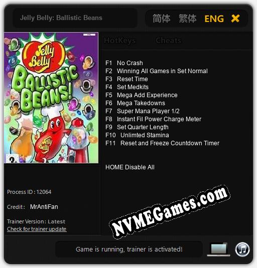 Jelly Belly: Ballistic Beans: Treinador (V1.0.70)