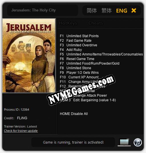 Jerusalem: The Holy City: Treinador (V1.0.53)